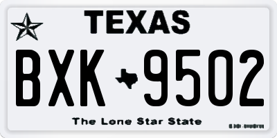 TX license plate BXK9502