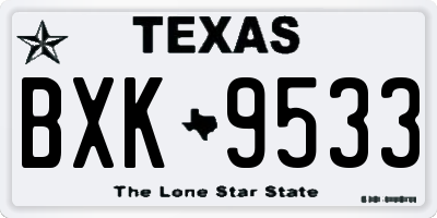 TX license plate BXK9533