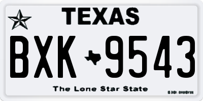 TX license plate BXK9543