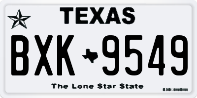 TX license plate BXK9549