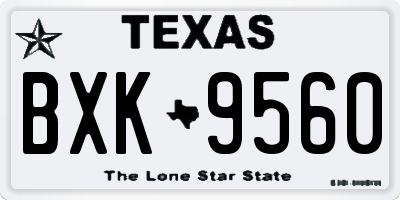 TX license plate BXK9560