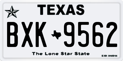 TX license plate BXK9562
