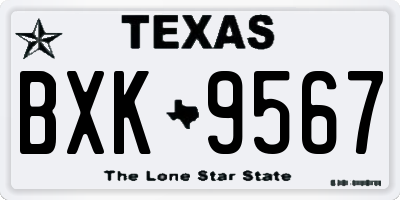 TX license plate BXK9567