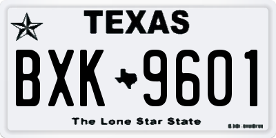 TX license plate BXK9601