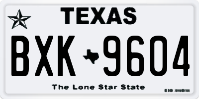 TX license plate BXK9604
