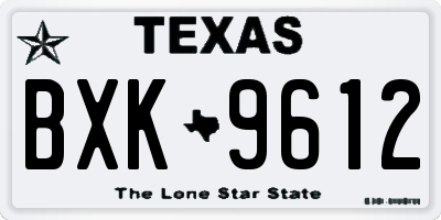 TX license plate BXK9612