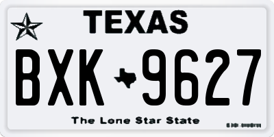 TX license plate BXK9627