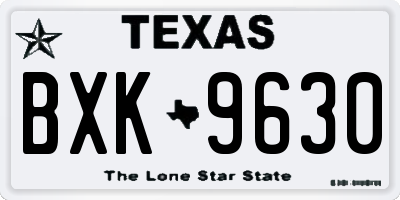 TX license plate BXK9630