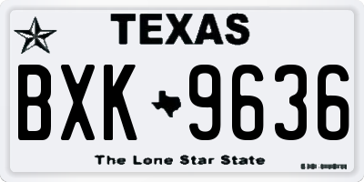TX license plate BXK9636