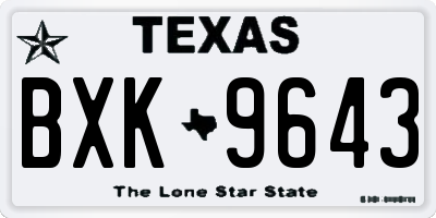 TX license plate BXK9643
