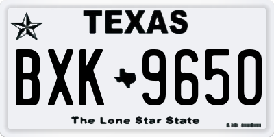 TX license plate BXK9650