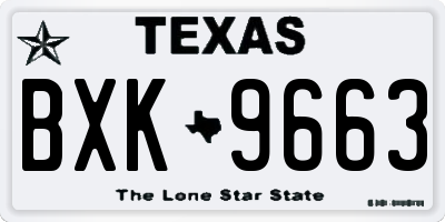 TX license plate BXK9663