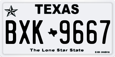 TX license plate BXK9667