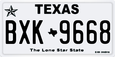 TX license plate BXK9668