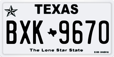 TX license plate BXK9670