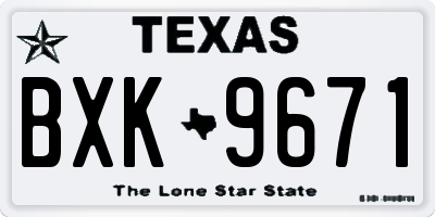 TX license plate BXK9671