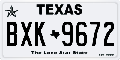 TX license plate BXK9672