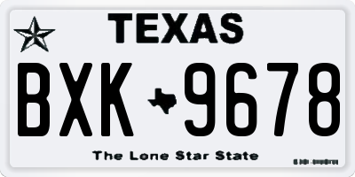 TX license plate BXK9678