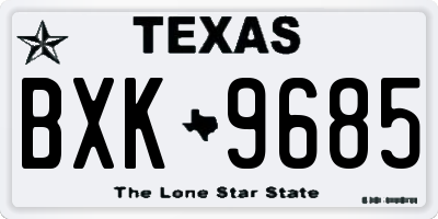 TX license plate BXK9685