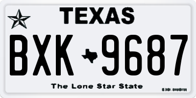 TX license plate BXK9687