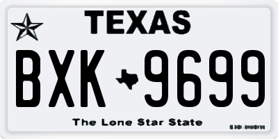 TX license plate BXK9699