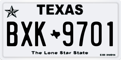 TX license plate BXK9701