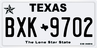 TX license plate BXK9702
