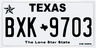 TX license plate BXK9703
