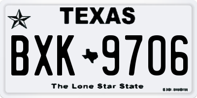 TX license plate BXK9706