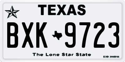 TX license plate BXK9723