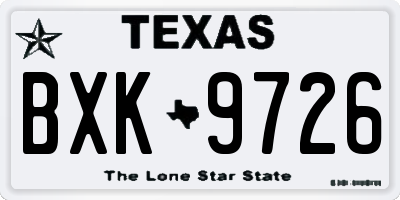 TX license plate BXK9726
