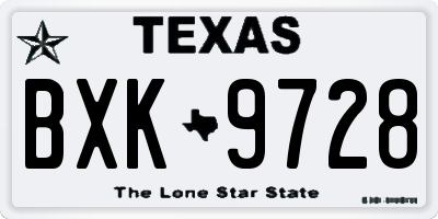 TX license plate BXK9728