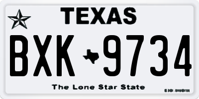 TX license plate BXK9734