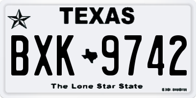 TX license plate BXK9742