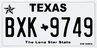 TX license plate BXK9749