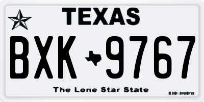 TX license plate BXK9767