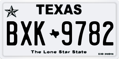 TX license plate BXK9782