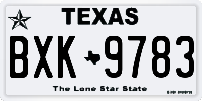 TX license plate BXK9783
