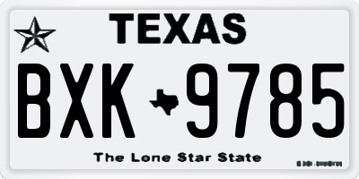 TX license plate BXK9785