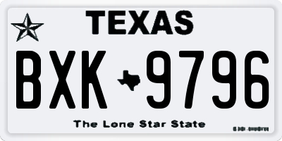 TX license plate BXK9796