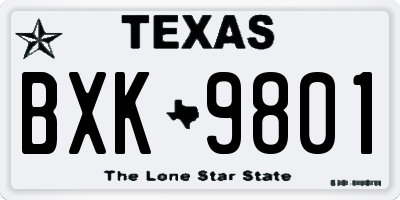 TX license plate BXK9801