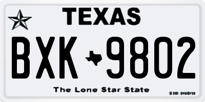 TX license plate BXK9802