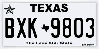 TX license plate BXK9803