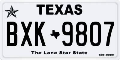 TX license plate BXK9807