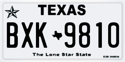 TX license plate BXK9810