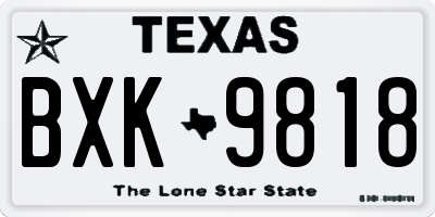 TX license plate BXK9818