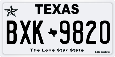 TX license plate BXK9820