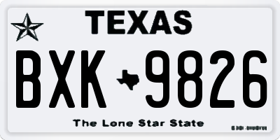 TX license plate BXK9826