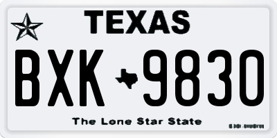 TX license plate BXK9830