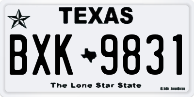 TX license plate BXK9831